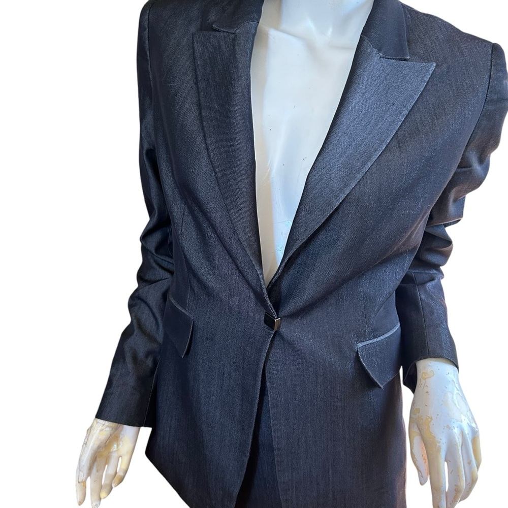 ❄️ 50% off winter Tahari slate 2 piece vintage Jackie O suit skirt jacket 6/8 - Picture 4 of 11